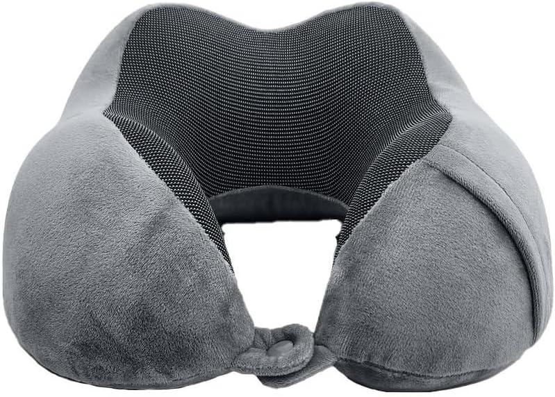 4-Piece Ergonomic Memory Foam Neck Pillow Travel Kit (Includes Eye Mask, Earplugs & Carrying Case)