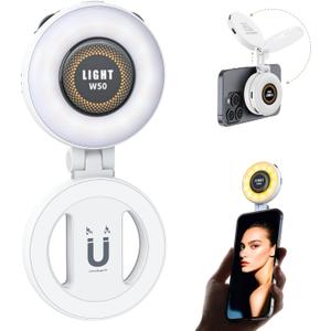Magnetic Portable Selfie Light for iPhone - Phone Ring Light Rechargeable for Camera Picture Make up Photos Video Conferences LED Selfie Ring Fill Light TikTok/Zoom Calls/Video Conference (black-white)