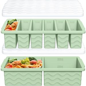 Silicone Freezer Tray with Lid, Silicone Food Freezer Tray, Soup Freezer Containers, Silicone Freezer Molds, Silicone Large Ice Cube Trays for Freezer 2