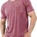Men's Short Sleeve Soft T-Shirt Casual Solid Color Crew Neck Tee Tops Pocket Shirt (XX-Large)