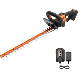WORX 22" Cordless Hedge Trimmer, Electric Hedge Trimmer with Dual-Action Blades, Lightweight Bush Trimmer with 5.5 LBS, Battery & Charger Included, WG261