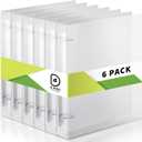 Crtiin 6 Pack 3 Ring Binder Clear Plastic 3 Holes Binder Notebook Covers, Snap Button Closure Refillable Notebook D/o Rings Binders Cover Protector for School Office Students Gifts(D Ring,1 Inch)