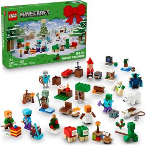 LEGO Minecraft Advent Calendar 2025 Building Toy - Kids Holiday Countdown Set for Boys & Girls, Ages 7+ - 24 Buildable Surprises & 8 Minifigures for Gamers - Collectible Gift for Christmas - 21280