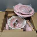 Astercook 21 Pcs Pots and Pans Non Stick Ceramic Cookware Set, Detachable Handles, RV Kitchen Cooking Set, Oven Safe, Induction Ready, Stackable, Pink