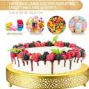Wenqik Cake Stand 14 Inch Round Metal Cupcake Dessert Wedding Cake Stand Cookies Display Holder Fruit Serving Tray for Table Wedding Birthday Anniversary Party (Gold)
