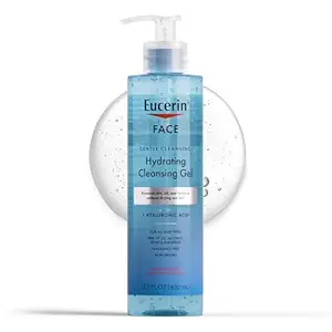 Eucerin Face Gentle Cleansing Hydrating Cleansing Gel, Daily Face Wash and Makeup Remover with Hyaluronic Acid, 13.5 Fl Oz Bottle