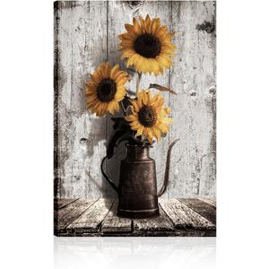 Sunflower Pictures Kitchen Wall Decor: Yellow Sunflower Paintings Rustic Farmhouse Wall Art Canvas Prints Vintage Posters Country Bathroom Decor Modern Artwork Wall Hanging Decor 16x24 Inches
