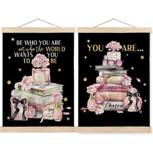 SPBL&L Inspirational Girly Wall Art, Motivational Christian Poster Hanger Frame, Positive Affirmation Hanging Canvas Pictures Prints Wall Decor for Girls Room Dorm Apartment, 12x16 Inch Set of 2