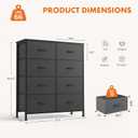 Sweetcrispy Dresser for Bedroom, Fabric Dresser with 8 Drawers, Chest of Drawers for Closet, Living Room, Sturdy Steel Frame, Wooden Top, Easy Pull Handle, Ash, 31.5"D x 11.8"W x 36.4"H