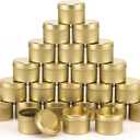 SONVIIBOX 24pcs Gold Candle Tins, 4oz, DIY Candle Making Kit, Storage Jars, Adult, Unisex, Traditional, Christmas