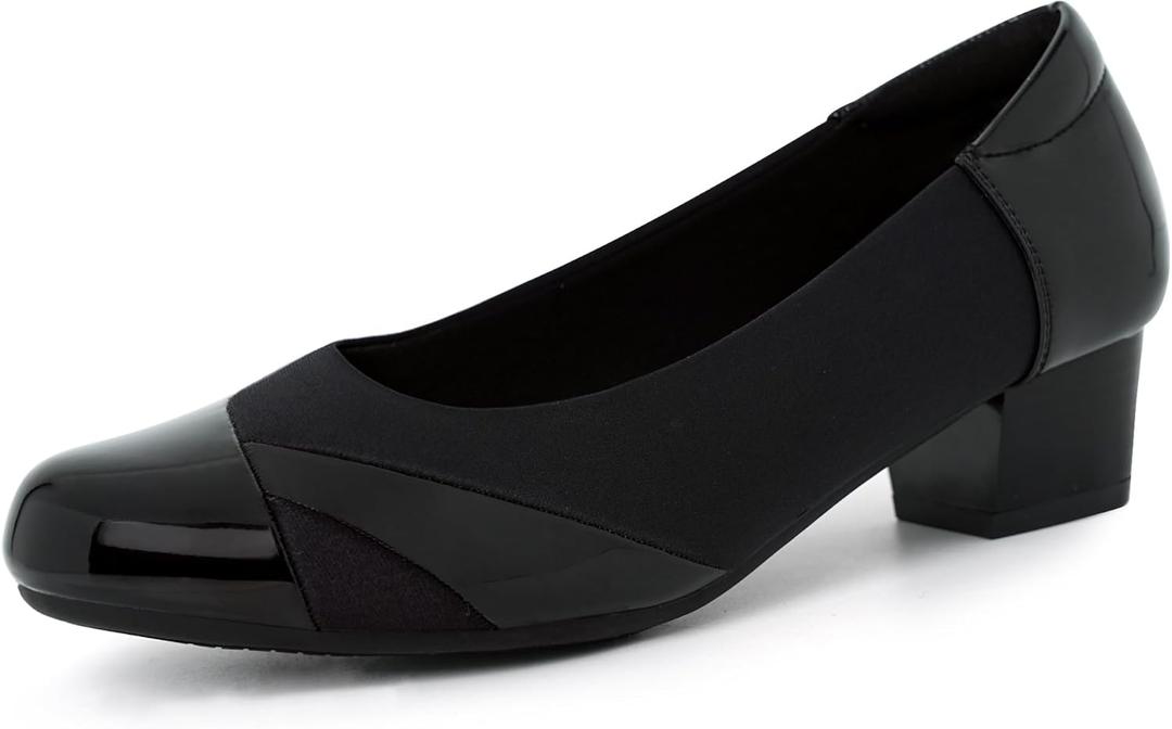 Ortho+rest Women Bunion Dress Shoes Low Heel Orthopedic Slip on Loafers Orthotic Pumps (7, Black)