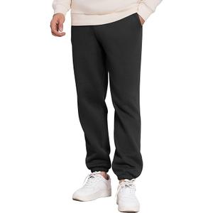 PINSPARK Men's Fleece Sweat Pants Joggers Cuffed Sweatpants Warm Cotton Baggy Sweatpants with Waist Elastic, L