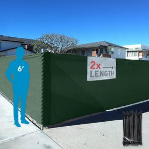 FenceScreen 6ft x 100ft Green Fence Privacy Screen Raw - 85% Blockage Windscreen for Temporary Fence with 100 Fence Fasteners Included