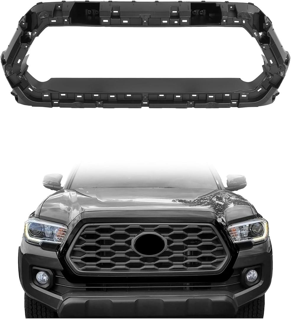 HECASA Grille Bracket Compatible with 2016-2023 Toyota Tacoma Front Upper Grill Outer Frame Shell Holder Plastic(ABS) Black