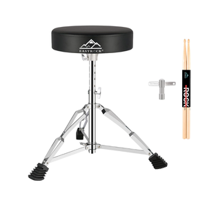 EASTROCK Drum Throne,Padded Drum Seat Drumming Stools with Anti-Slip Feet for Adults and Kids Drummers (Silver)