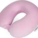 SAIREIDER Travel Neck Pillow 100% Pure Memory Foam Airplane Pillow for Head Support,Soft Adjustable Pillow for Plane, Car & Home Recliner (Pink)