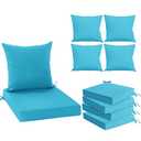 Summsun Waterproof Outdoor Cushions for Patio Furniture, Fade Resistant Backrest and Deep Seat Cushion Set with Removable Cover, 24 x 24 Inch, Teal, Set of 4