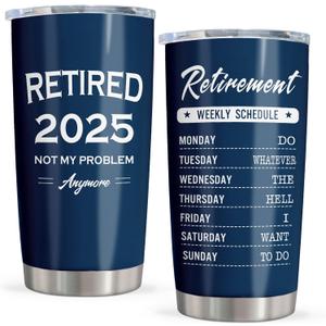 Funny Retirement Gifts for Men, Retired Gifts for Men Teachers Coworkers Boss Doctors, Not My Problem Anymore Cup Tumbler Mug 20oz Stainless Steel 20oz 1PC