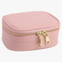 Fockety Makeup Bag with LED Mirror, 3 Color Temperature Dimmable USB Rechargeable Makeup Train Case Double End Zipper PU Leather Travel Makeup Case for Lipstick, Toiletries