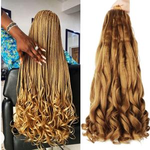 7 Pack French Curl Braiding Hair Pre Stretched Bouncy Braiding Hair Easy Braid Crochet Hair Yaki Texture Synthetic Hair Extensions For Black Women