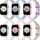 6 Pack Thin Slim Bands Compatible with Apple Watch 38mm 40mm 41mm 42mm 44mm 45mm 46mm 49mm Women Men, Replacement Soft Silicone Sport Strap for iWatch Series 10/9/8/7/6/5/4/3/2/1 Ultra SE (Succulent/Sky/Lavender/White/Light Pink/Starlight)