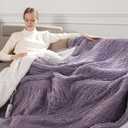 Electric Throw Heated Throw 50''x60'', Striped Flannel & Thicker Sherpa, 5 Heat Settings & 4 Hour Auto Off with FCC/ETL Certified, Overheat Protection & Machine Washable, Great Gift, Lavender Purple