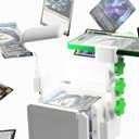 Professional Bulk TCG Card Scanner - 200+ Capacity Tray - Fits Sleeved & Raw Cards - Universal Heavy-Duty Clamp - Height Adjustable for TCG Apps - Anti-Glare Movable LED Black