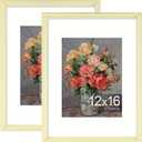 Vittanly 12x16 Picture Frames Set of 2, Ornate Vintage Photo Frame for Wall Mount, Display 8.5x11 Pictures with Mat or 12x16 without Mat, Beige