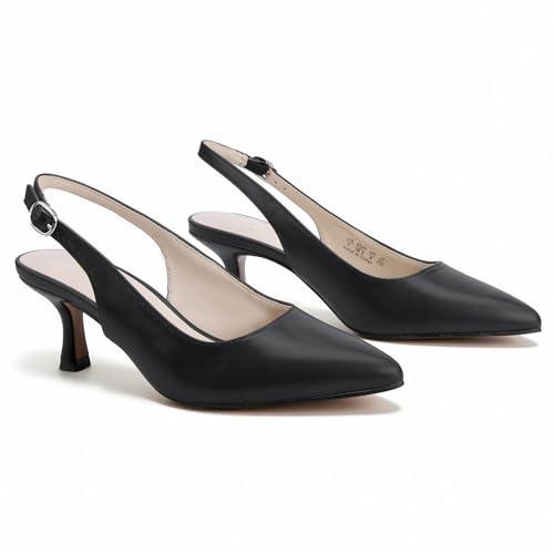 Ankis Women's Slingback Kitten Heels Closed Pointed Toe Low Heel Pumps Comfortable Dress Shoes for Wedding Party Work Office Business Casual Daily Wear 2.5inch, Size 8