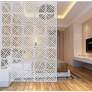 White Hanging Room Divider,12 Pieces Wood-Plastic DIY Panel Screens Partition Wall Dividers Room Decoration with All Accessories 11.4x11.4 Inch (A2)