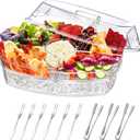 Chilled Serving Platters,Chilled Veggie Tray with Lid,Ice Serving Platters and Trays Cold Travel,Fruit Ice Serving Tray,Appetizer Fruit Snack Tray Keeps Food Cool