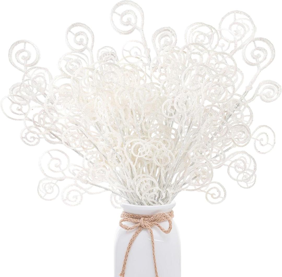 Sggvecsy 50 Pcs Christmas Tree Picks and Sprays 17 Candy Shape Curly Picks Glittery Faux Christmas Tree Stems Ornaments for Christmas Tree Ornaments DIY Crafts Wreath Xmas Holiday Home Decor (White) Sggvecsy 50 Pcs Christmas Tree Picks and Sprays 17 Candy Shape Curly Picks Glittery Faux Christmas Tree Stems Ornaments for Christmas Tree Ornaments DIY Crafts Wreath Xmas Holiday Home Decor (White)