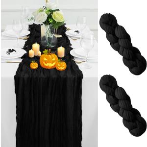 2Pack Black Halloween Table Runner 10FT Cheesecloth Table Runner 35x120Inch Long Boho Cheese Cloth Table Runners Rustic Gauze Table Runners for Party Wedding Bridal Shower Baby Shower Decorations 2Pack Black Halloween Table Runner 10FT Cheesecloth Table Runner 35x120Inch Long Boho Cheese Cloth Table Runners Rustic Gauze Table Runners for Party Wedding Bridal Shower Baby Shower Decorations