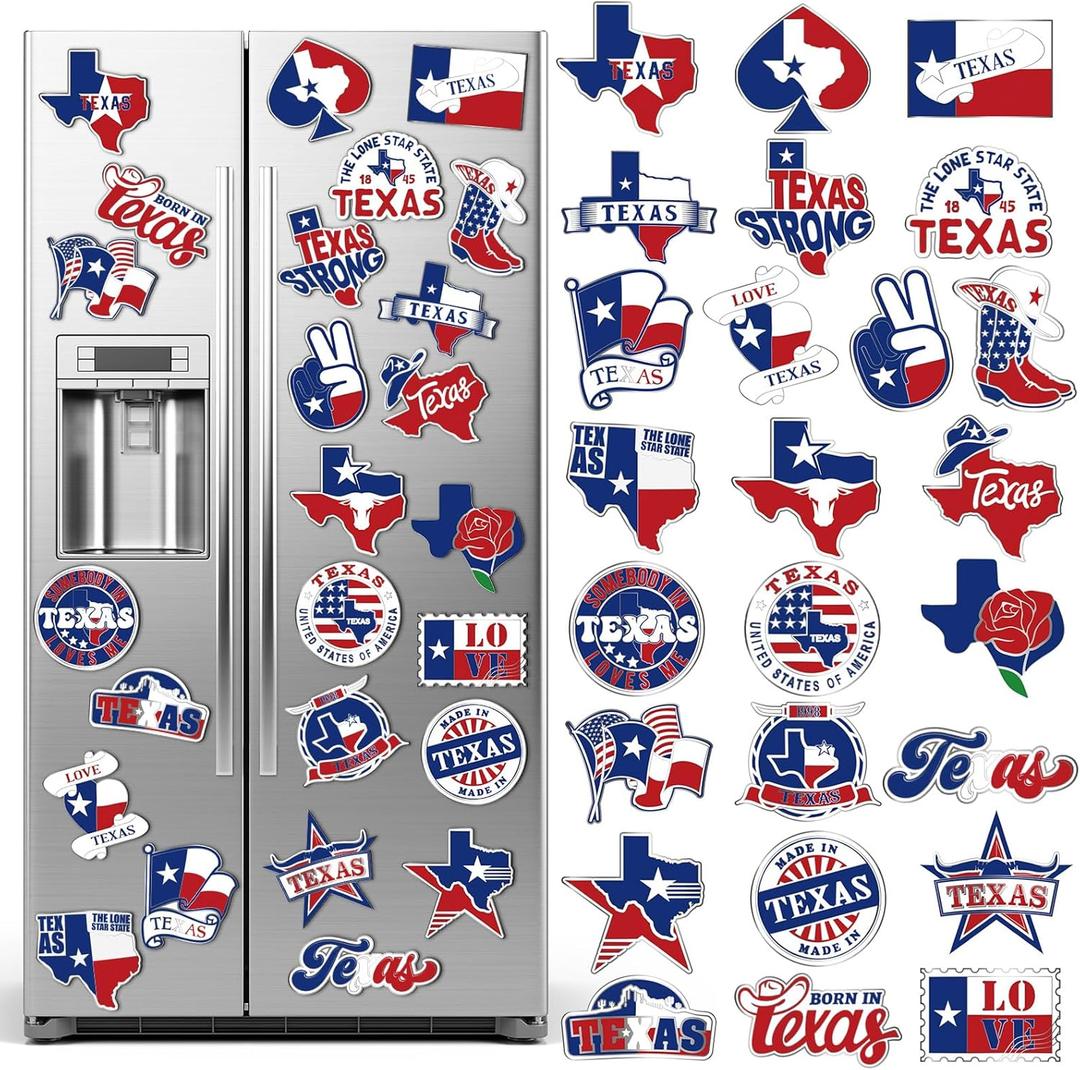 Konohan 25 Pcs Texas Refrigerator Magnets Texas Fridge Magnet Stickers States Souvenirs Gifts Magnet Holiday Magnetic Travel Decoration for Home Car Decor (Red, White, Blue)