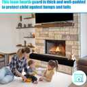 BALAPET Thick Memory Foam Fireplace Baby Proofing, 90x14 in Soft Fireplace Cover Hearth Cushion Baby Proof, Velvet Protectors for Children Proofing, Edge Protector(Black,14x90in)