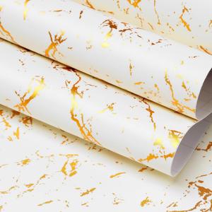 FunStick 36"x200" Cream White and Gold Wallpaper Peel and Stick Marble Contact Paper Peel and Stick Countertop Contact Paper for Kitchen Cabinets Waterproof Self Adhesive Wall Paper for Bedroom Table