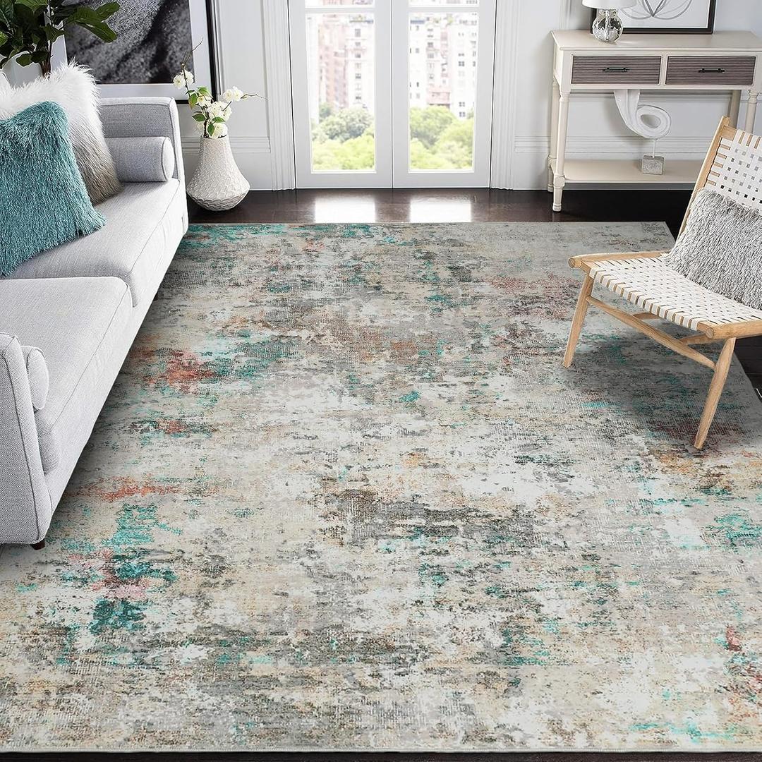 ROYHOME Modern Abstract Area Rug 8x10 Non Slip, Colorful