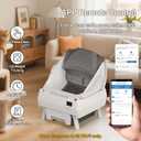 Automatic Cat Litter Box Self Cleaning - App Control, Open-Design, Smart Health Monitor, Suitable for Medium Cats and Kittens, Anti-Pinch Safety, Quiet Operation - White