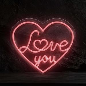 Couple Gifts Love You Neon Signs Birthday Valentine's Day Anniversary Presents for Boyfriend Girlfriends LED Light Hanging Wall Decor for Home Bedroom Bathroom Living Dining Bar Party