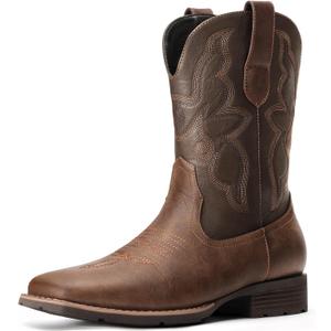 Cowboy Boots For Men - Western Boot Men's Cowboy Boots With Square Toe | Cowboy Western Boot | Pull-on Boots| Old West Style Embroidered (11.5, Brown)