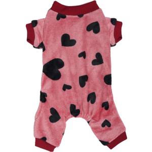 Dog Pajamas Love Heart Dog Sweater Pjs Warm Soft Pet Holiday Clothes Puppy Jumpsuits Onesie Outfits for Small Dogs and Cats (Small, Heart)