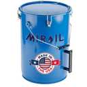 MirOil 6 Gallon Blue Oil Grease Bucket & Filter Pot Steel Fryer Container w/Lid Lock & Clip, Food Grade Interior Coating - Hot Grease Collection Pot for Disposal Under Drain Valves Model #30L