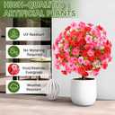 Waipfaru 2 Pack Artificial Flowers Topiary Ball Trees for Outdoors, 24" Fake Bushes Plants, UV Resistant Faux Shrubs with Ground Spike for Front Porch Planters Patio Garden Yard Decor(Red)