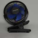 Gaiatop Portable Clip on Fan Battery Operated, Small Powerful 3 Speed Quiet 360 Rotate, USB Rechargeable Mini Personal Cooling Fan for Desk Table Home Office Stroller Camping Women Gifts Black Blue