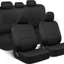 BDK PolyPro Car Seat Covers Full Set in Solid Black, Front and Rear Split Bench Seat Covers for Cars, Easy to Install Car Seats Cover Set and Accessories for Auto Trucks Van SUV - Solid Black