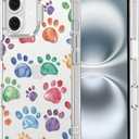 MOSNOVO Case for iPhone 16 Plus, [Buffertech 6.6ft Military-Grade Drop Protection] [Anti Peel Off Tech] Clear TPU Bumper Phone Case Cover Design - Colorful Paw