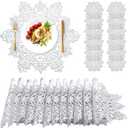 Sieral Snowflake Placemats and Coasters Set Pressed Vinyl 15 Inch Placemats and 4 Inch Coasters for Christmas Winter Wedding Party Dinner Table Decoration(Silver,12 Sets)