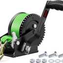Kolvoii 1200lbs Boat Trailer Winch with 26FT Strap, Portable Hand Crank Winch 2-Way Ratchet 4:1 Gear Ratio, Comfortable Handle for Boat, Trailer, Marine, and Jet Ski - Green