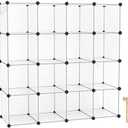 C&AHOME Cube Storage Organizer, 16-Cube Shelves Units, Plastic Storage Cubes, DIY Closet Organizer, Modular Closet Storage Shelves Ideal for Home, 48.4" L 12.4" W 48.4" H Transparent SUM3016W