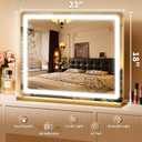 ROLOVE Vanity Mirror with Lights, Lighted Vanity Mirror with Dimmable 3 Modes, LED Makeup Mirror, Touch Screen Control, for Makeup Desk, Dressing Room, Gold, 23x19 Inch